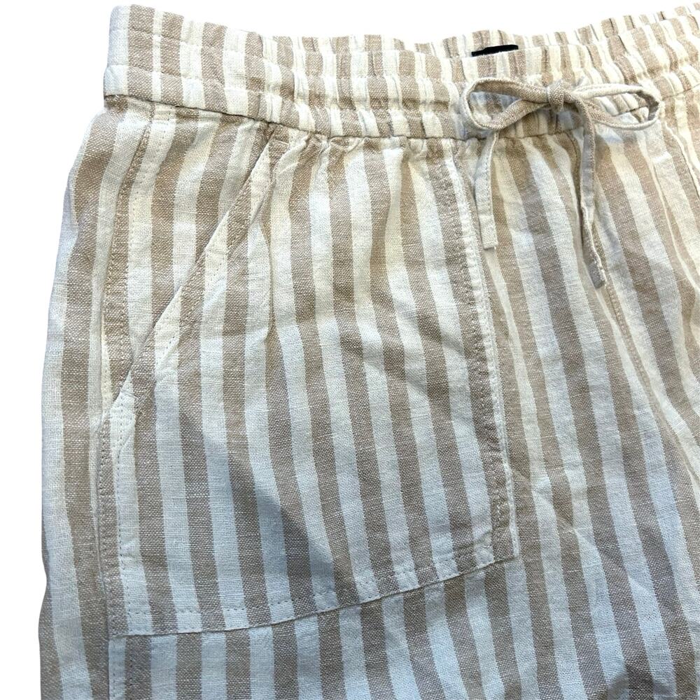 NWT J.Crew Striped Linen-Blend Drawstring Short Vintage Sandstone White Size S - Picture 5 of 8